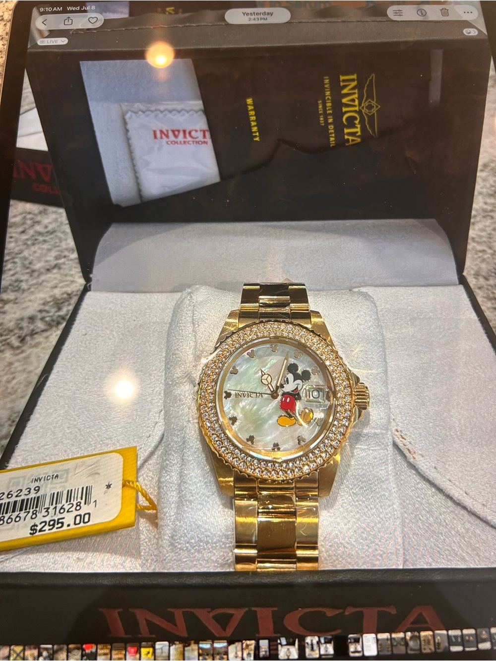 Invicta Gold Tone Bracelet Watch with Yellow Tag